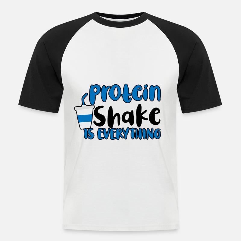 Protein Shake Is Everything 2 - Männer Baseball-T-Shirt - Weiß/Schwarz