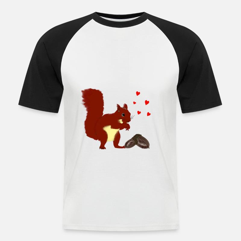Eichhörnchen - Männer Baseball-T-Shirt - Weiß/Schwarz