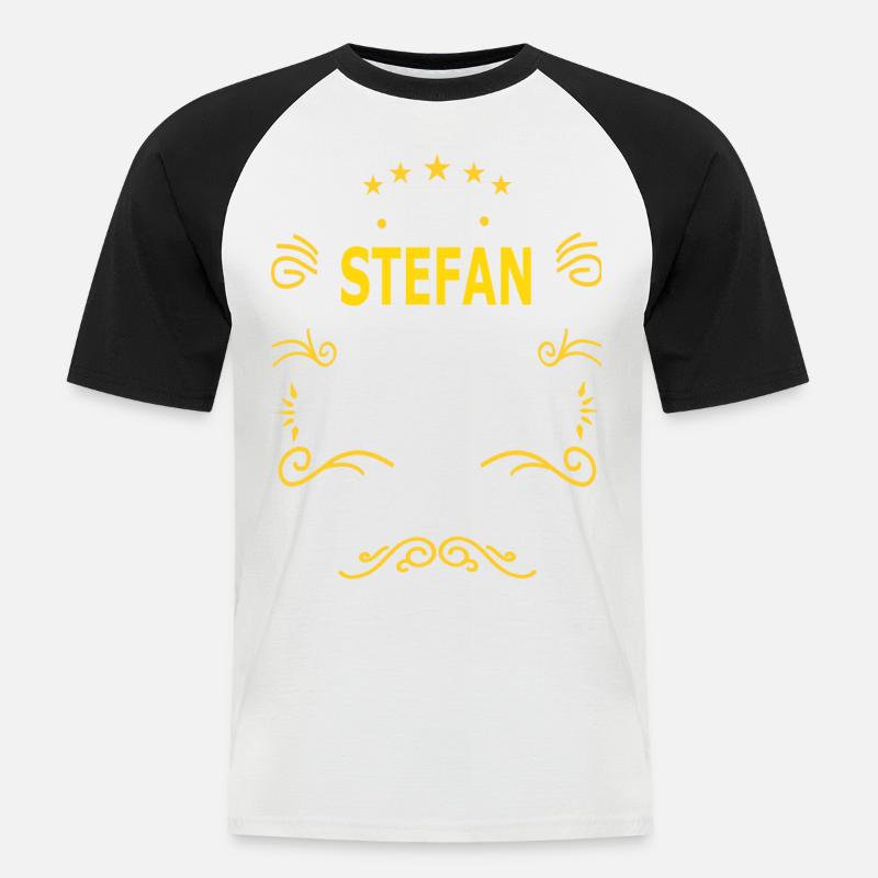 STEFAN - Männer Baseball-T-Shirt - Weiß/Schwarz