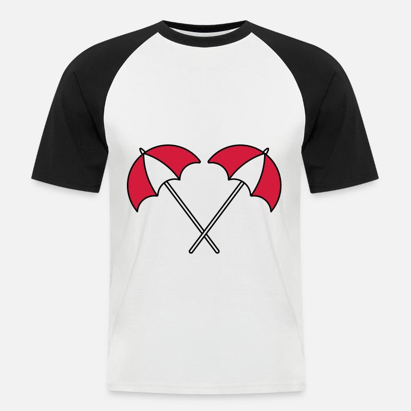 Sonnenschirm Muster Sommer - Männer Baseball-T-Shirt - Weiß/Schwarz