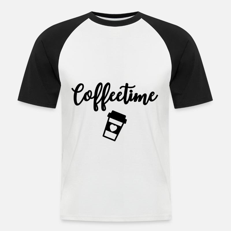 Coffeetime Kaffeetrinker - Männer Baseball-T-Shirt - Weiß/Schwarz