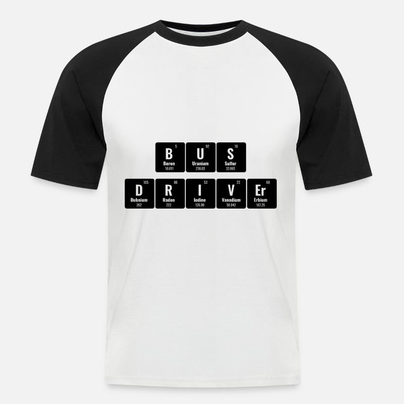 Periodensystem der Elemente Schulbusfahrer - Männer Baseball-T-Shirt - Weiß/Schwarz