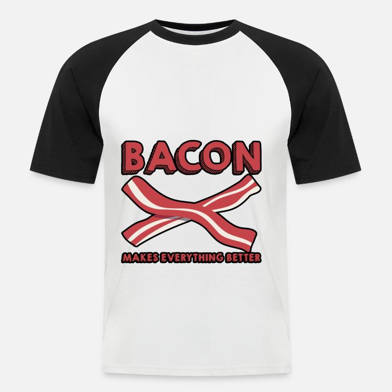 Bacon Makes Everything Better 10 - Männer Baseball-T-Shirt - Weiß/Schwarz