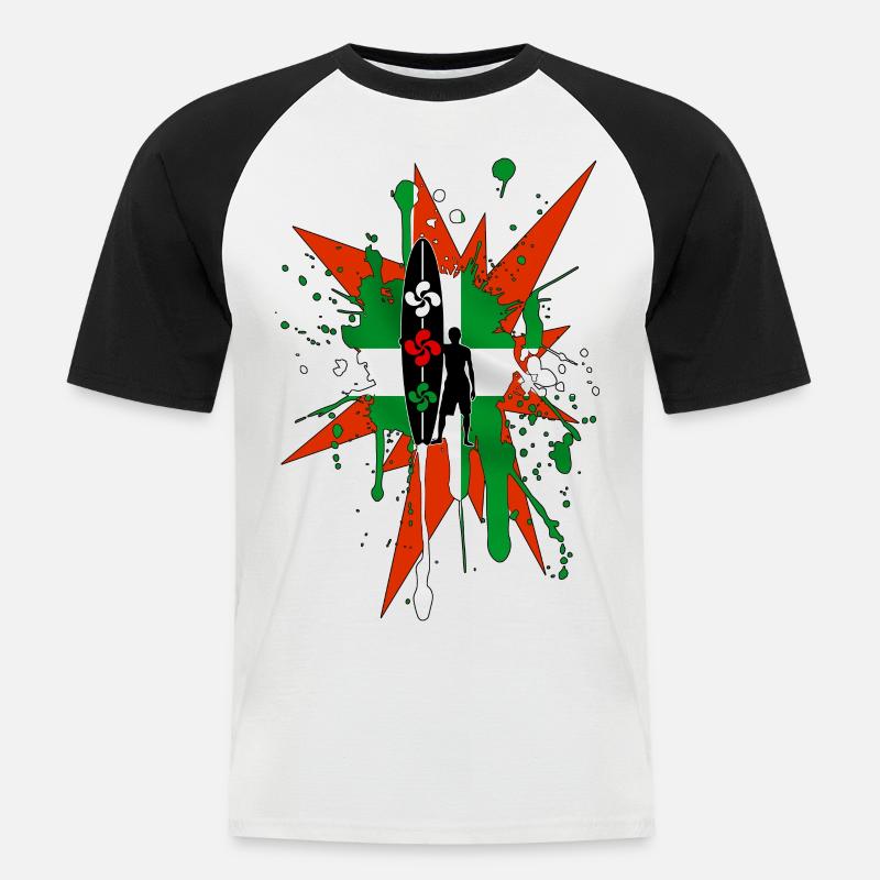 Baskisches Surfen - Männer Baseball-T-Shirt - Weiß/Schwarz