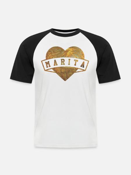 Marita Hearts Gold - Men's Baseball T-Shirt - white/black
