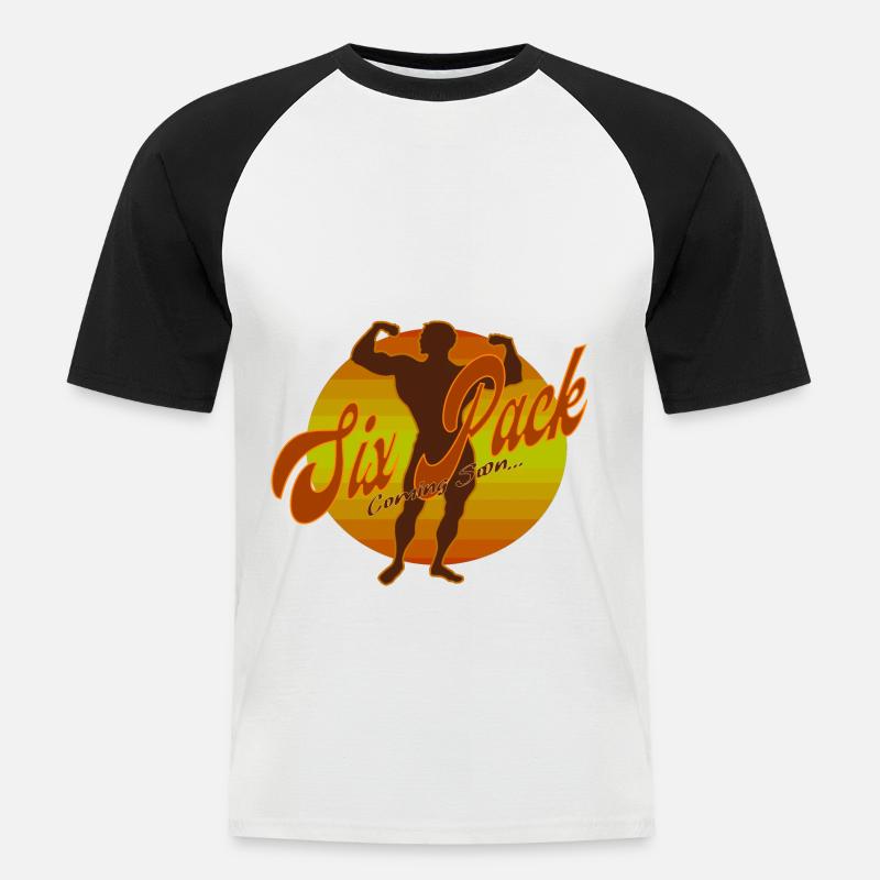 Six Pack Coming Soon 25 - Männer Baseball-T-Shirt - Weiß/Schwarz