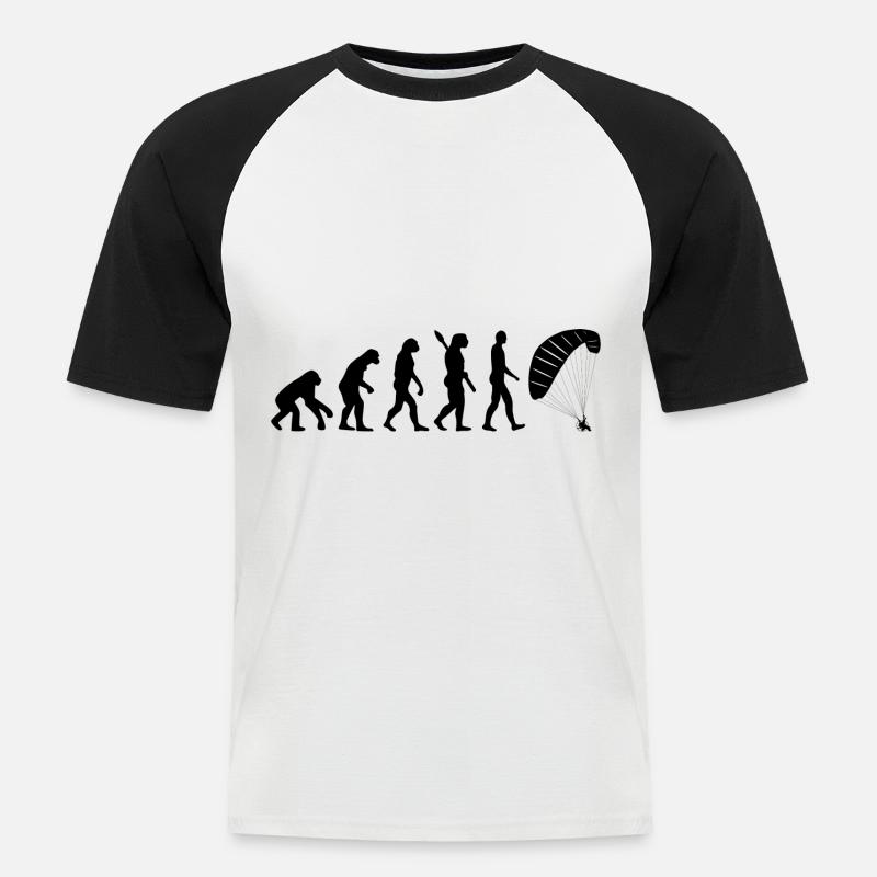 Evolution Graphic Paragliding Paraglider Skydiver - Männer Baseball-T-Shirt - Weiß/Schwarz