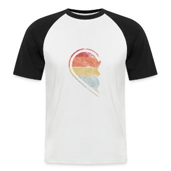 Retro Coeur Partnershirt Partnersook Couples Cadeau - T-shirt baseball manches courtes Homme - blanc/noir - Devant - Nik (191cm)