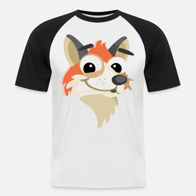 Fuchs Kopf Gesicht - Männer Baseball-T-Shirt - Weiß/Schwarz
