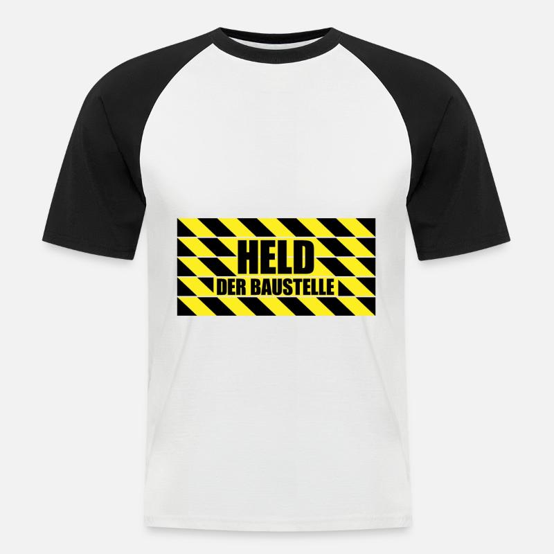 Held der Baustelle! | Bauarbeiter Geschenkidee - Männer Baseball-T-Shirt - Weiß/Schwarz