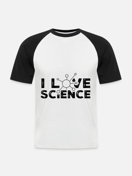 J’aime science chercheurs scientifiques - T-shirt baseball manches courtes Homme - blanc/noir