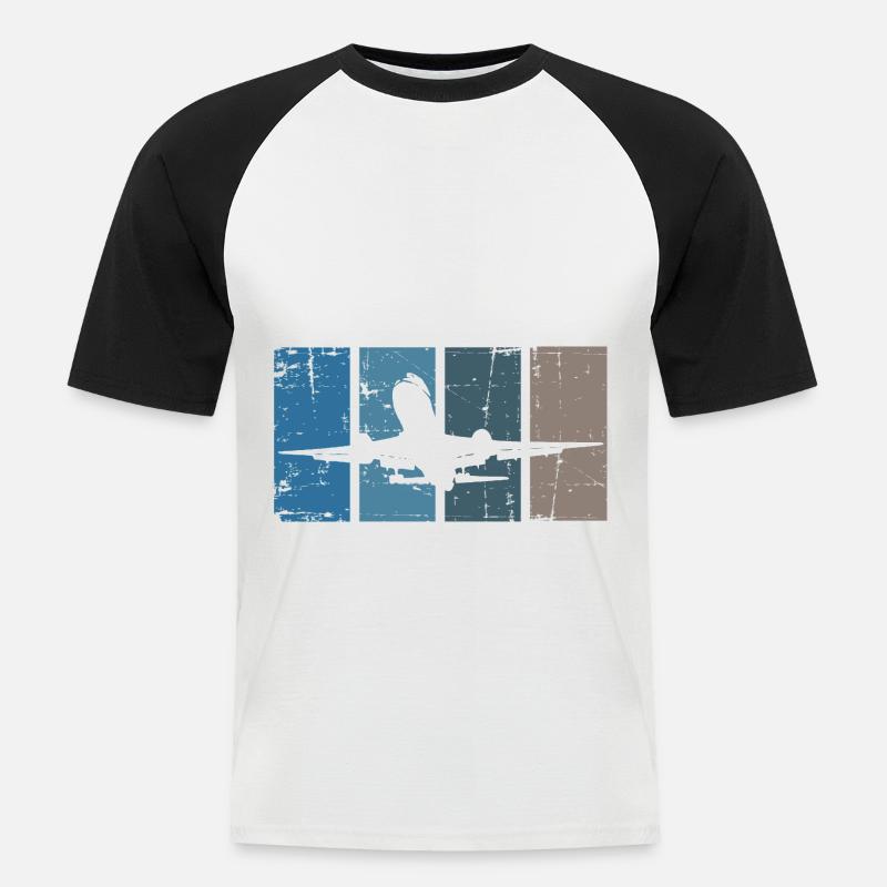 Flugzeug Pilot Luftfahrt - Männer Baseball-T-Shirt - Weiß/Schwarz