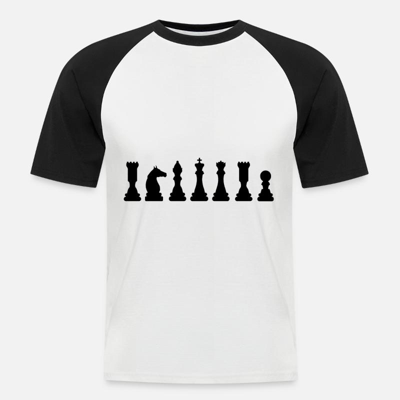 Schachfiguren Schach - Männer Baseball-T-Shirt - Weiß/Schwarz