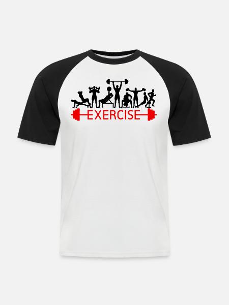 Exercise - Männer Baseball-T-Shirt - Weiß/Schwarz