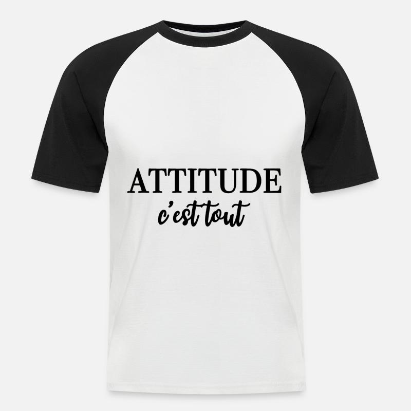 ATTITUDE c'est tout - Männer Baseball-T-Shirt - Weiß/Schwarz