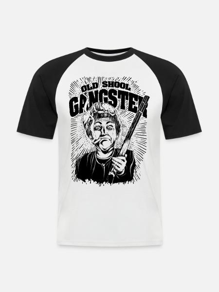 Old Shool Gangster - Männer Baseball-T-Shirt - Weiß/Schwarz