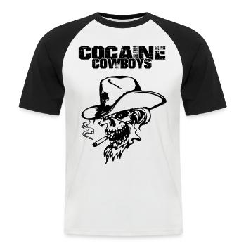 Cocaine Cowboys - Männer Baseball-T-Shirt - Weiß/Schwarz - Vorne - Nik (191cm)