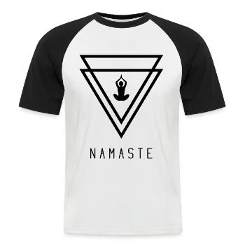 Namaste - T-shirt baseball manches courtes Homme - blanc/noir - Devant - Nik (191cm)
