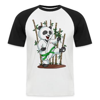 Kampfkunst Panda - Männer Baseball-T-Shirt - Weiß/Schwarz - Vorne - Nik (191cm)