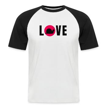 Schnecke - Männer Baseball-T-Shirt - Weiß/Schwarz - Vorne - Nik (191cm)