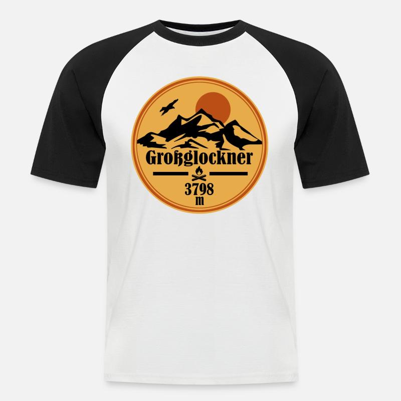 großglockner - Männer Baseball-T-Shirt - Weiß/Schwarz