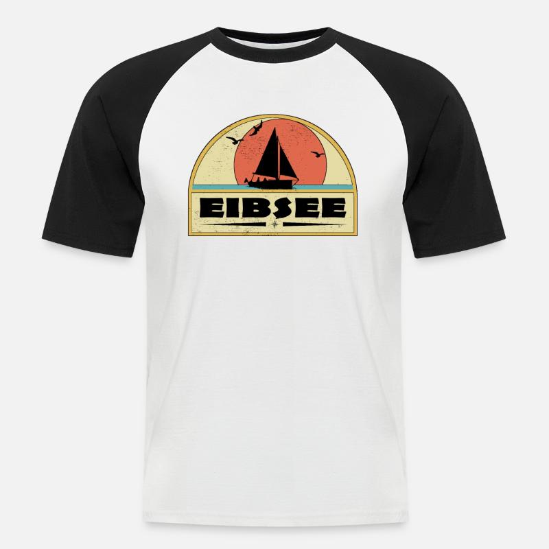 Eibsee - Männer Baseball-T-Shirt - Weiß/Schwarz