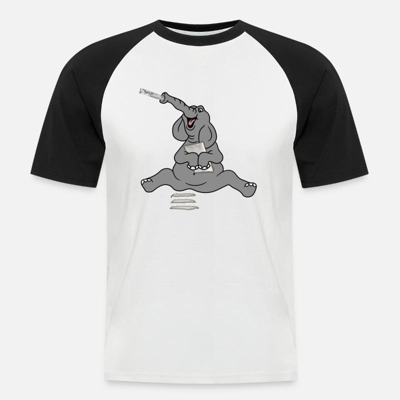 Koksender Elefant - Männer Baseball-T-Shirt - Weiß/Schwarz