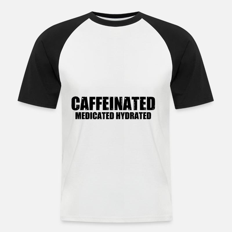 Caffeinated Medicated Hydrated 4 - Männer Baseball-T-Shirt - Weiß/Schwarz