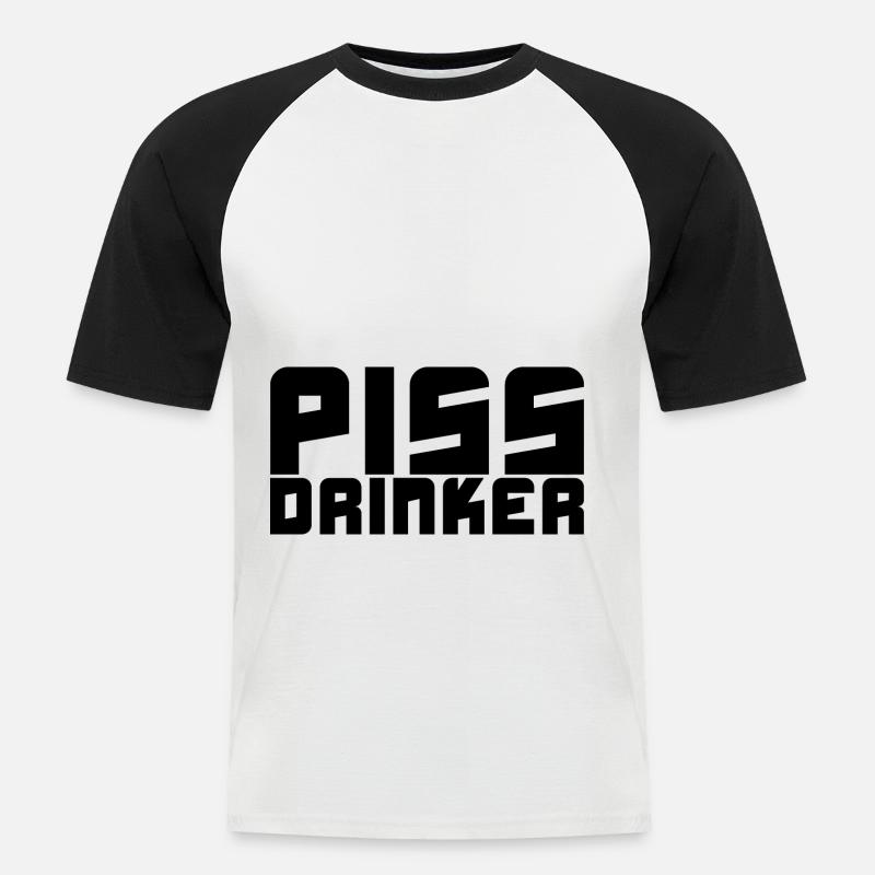 Piss Drinker - Männer Baseball-T-Shirt - Weiß/Schwarz