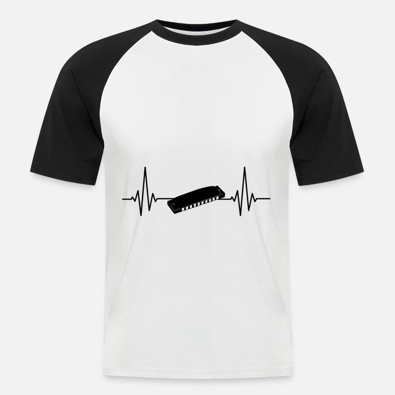 Harmonica Harmonica Player - Men's Baseball T-Shirt - white/black