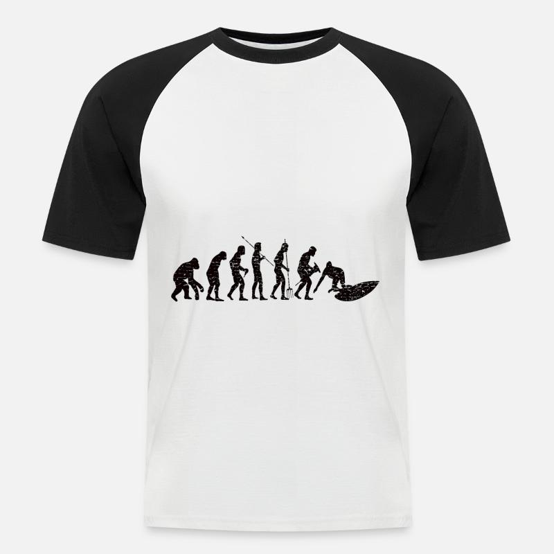 Surfer Evolution Surfing Surfboard Surfboard - Men's Baseball T-Shirt - white/black