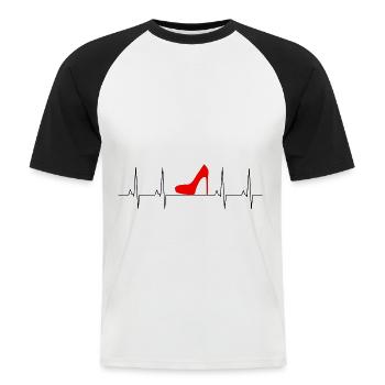 High Heels Schuhe Frau Damen Herzschlag Geschenk - Männer Baseball-T-Shirt - Weiß/Schwarz - Vorne - Nik (191cm)
