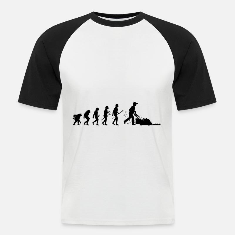 Gärtner Evolution Rasenmäher Aufsitzmäher Gartenar - Männer Baseball-T-Shirt - Weiß/Schwarz