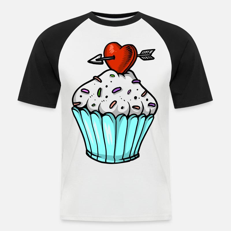 cupcake - Men's Baseball T-Shirt - white/black