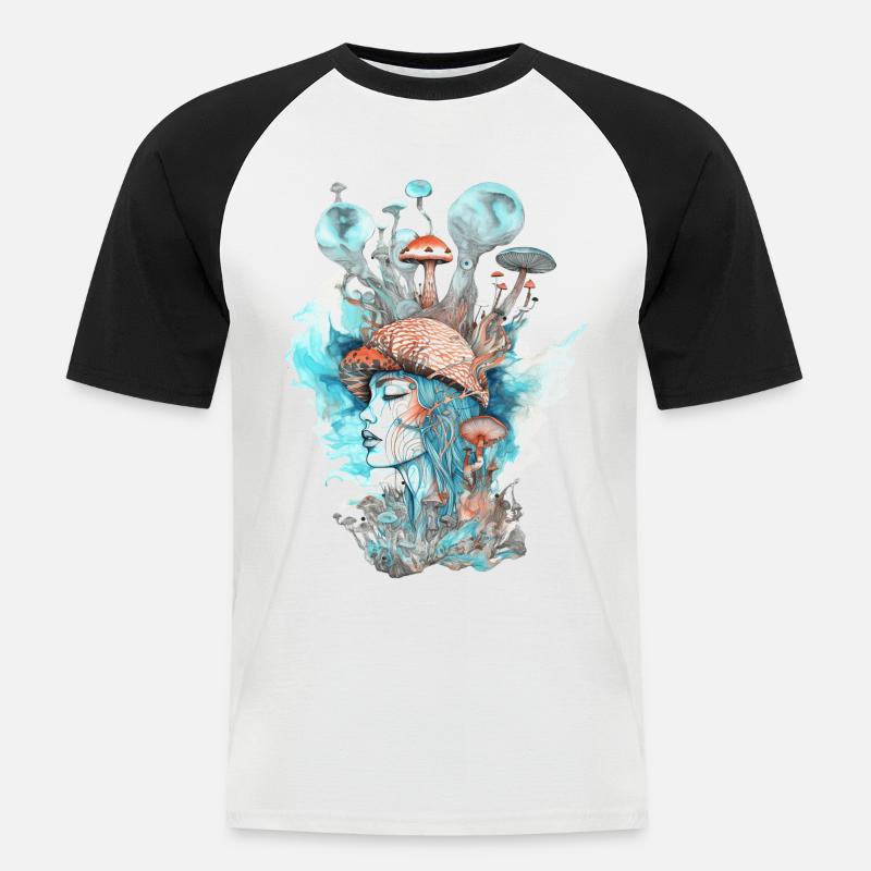 Trippy Schamane - Männer Baseball-T-Shirt - Weiß/Schwarz