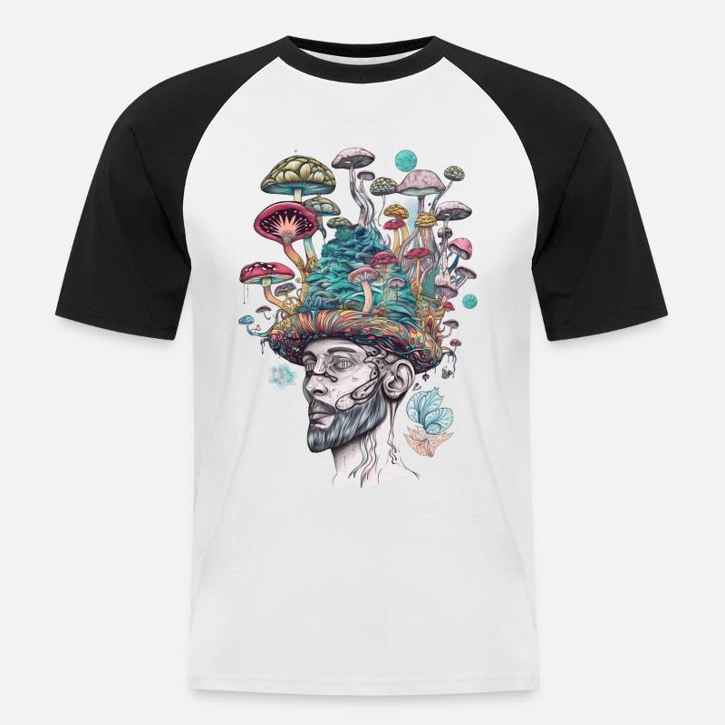 Trippy Schamane - Männer Baseball-T-Shirt - Weiß/Schwarz