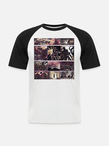 Herrenkollektion | Online-Modus - Männer Baseball-T-Shirt - Weiß/Schwarz