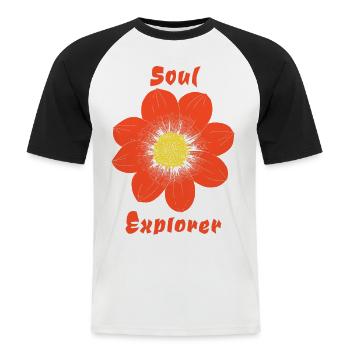 Seelen-Entdecker - Männer Baseball-T-Shirt - Weiß/Schwarz - Vorne - Nik (191cm)