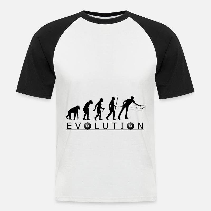 Evolution Pool Billard - Männer Baseball-T-Shirt - Weiß/Schwarz