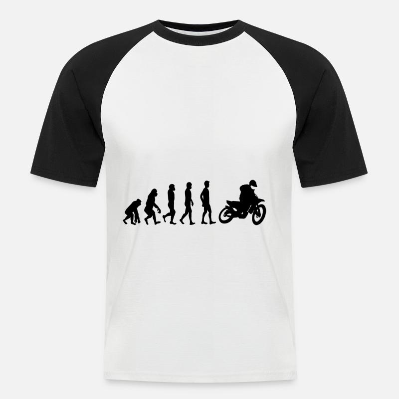 Evolution Motorrad - Männer Baseball-T-Shirt - Weiß/Schwarz