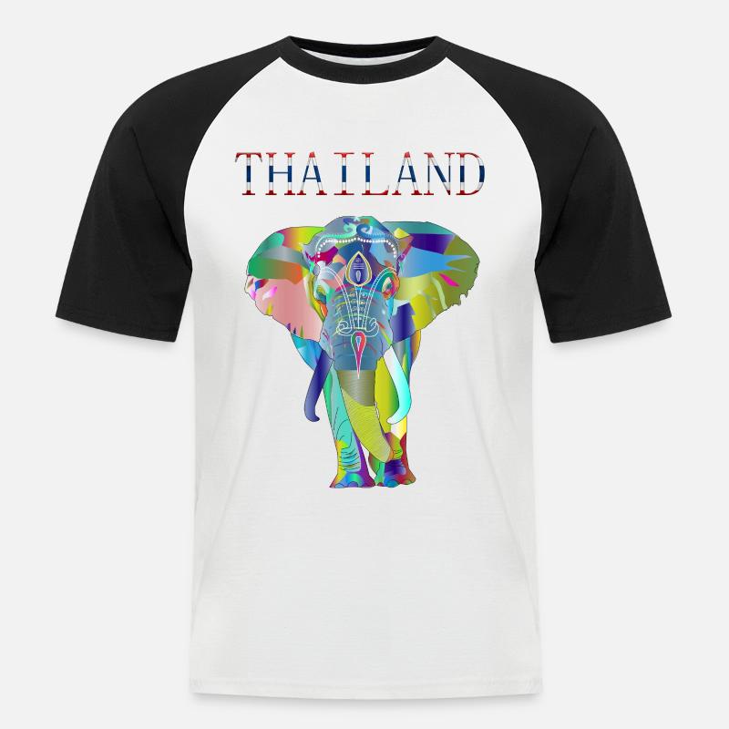 THAILAND ELEFANT GESCHENK IDEE - Männer Baseball-T-Shirt - Weiß/Schwarz