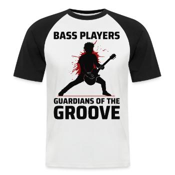 Bass Guitar Player Music Musician Bassist Funny - Men's Baseball T-Shirt - white/black - Front - Nik (191cm)