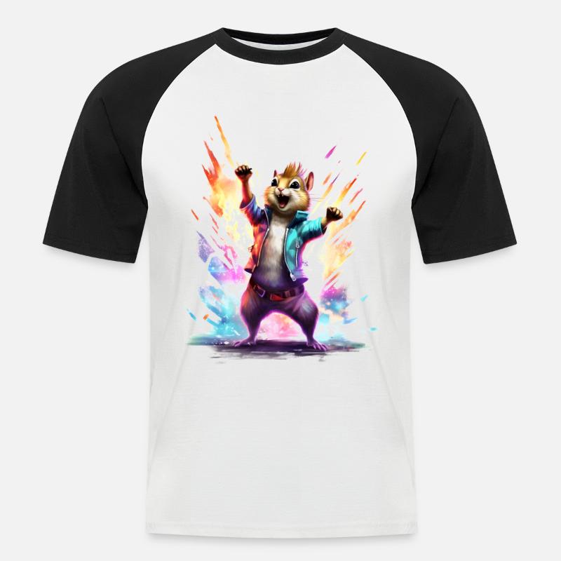 Party Eichhörnchen - Männer Baseball-T-Shirt - Weiß/Schwarz