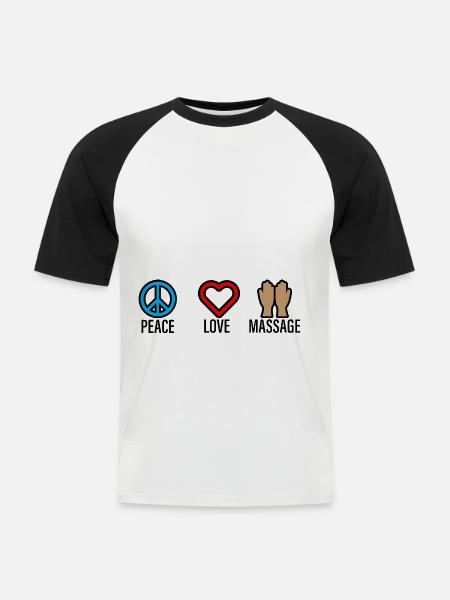 Peace Love Massage 2 - Men's Baseball T-Shirt - white/black