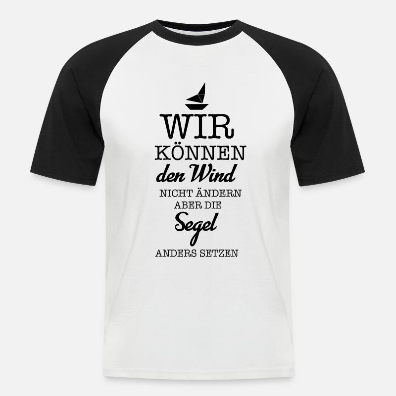 Barca a vela Vela Vento Detti Vela marina - Maglia da baseball a manica corta da uomo - bianco/nero