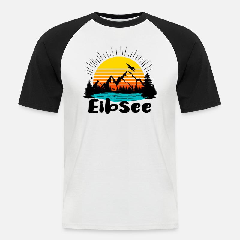 Eibsee - Männer Baseball-T-Shirt - Weiß/Schwarz