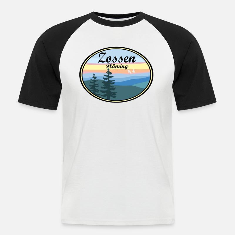 Zossen Fläming Sticker - Männer Baseball-T-Shirt - Weiß/Schwarz