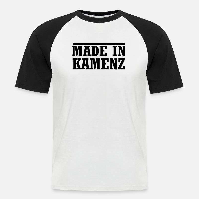 Kamenz - Männer Baseball-T-Shirt - Weiß/Schwarz