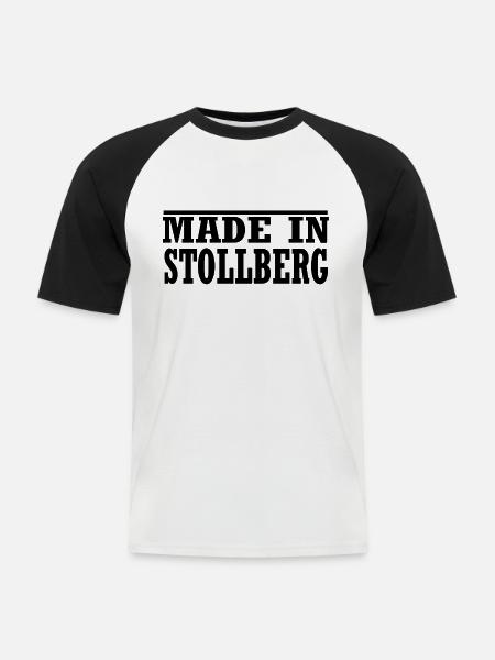 Stollberg - Männer Baseball-T-Shirt - Weiß/Schwarz