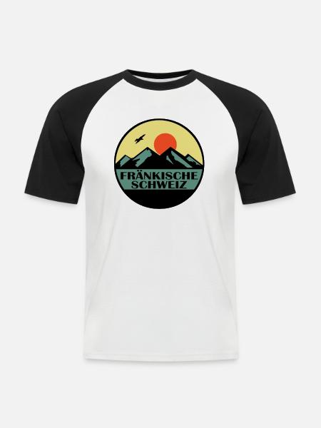 Fränkische Schweiz - Männer Baseball-T-Shirt - Weiß/Schwarz